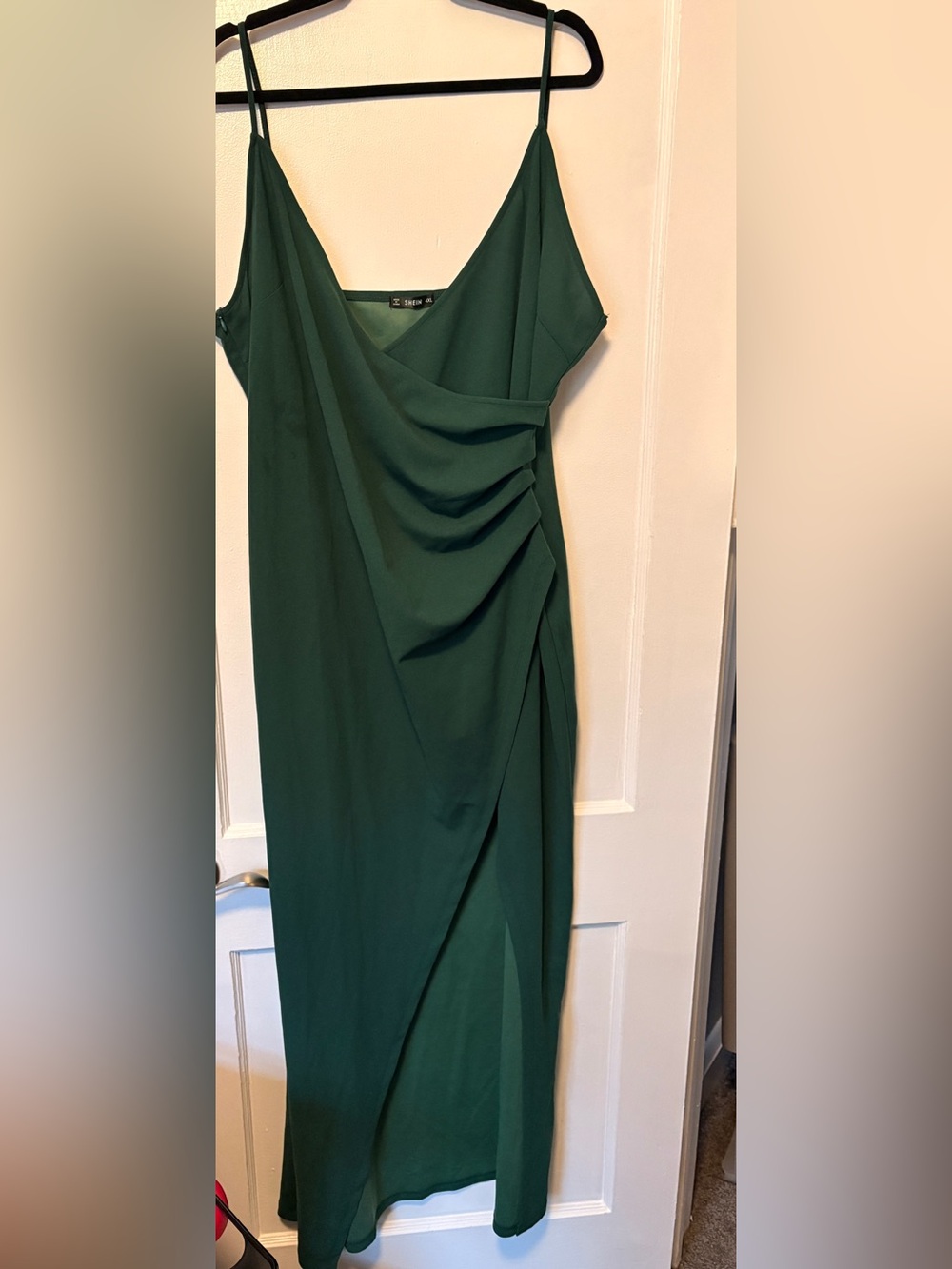 SHEIN Emerald Green Draped Midi Slip Dress
